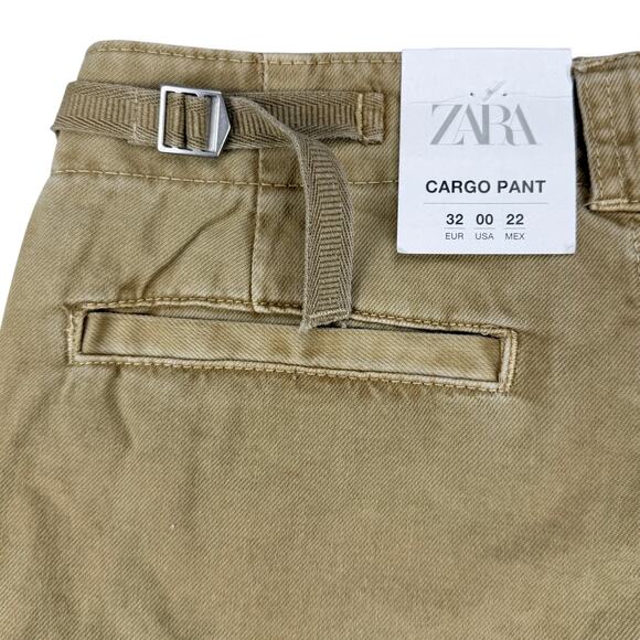 NWT ZARA Mid Rise Adjustable Strap Cargo Pants Size 00 - Picture 10 of 10